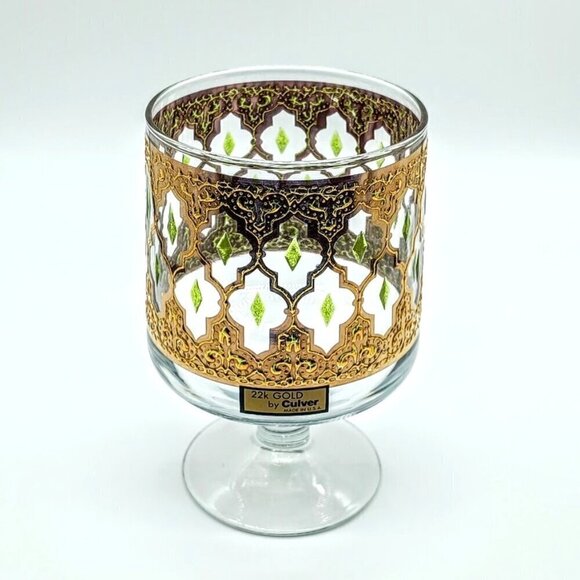 Vintage Culver 22K Gold Valencia Glass Pedestal Candy Jar NWT